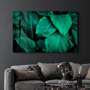 Green Leaves | Glass Wall Art - Artdesigna