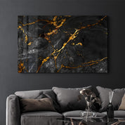 Black Marble with Golden Dust | Glass Wall Art - Artdesigna