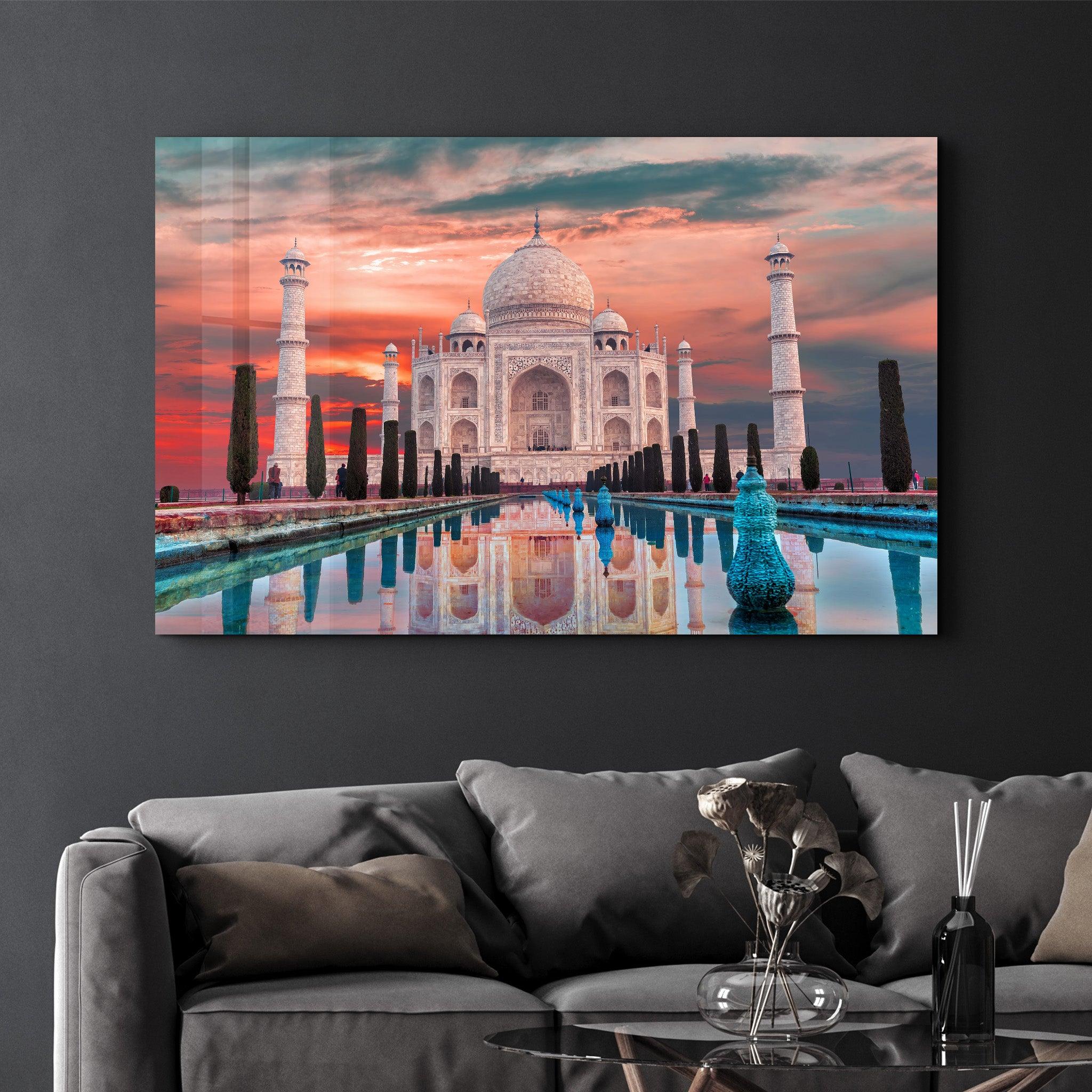 Taj Mahal- India | Glass Wall Art - Artdesigna