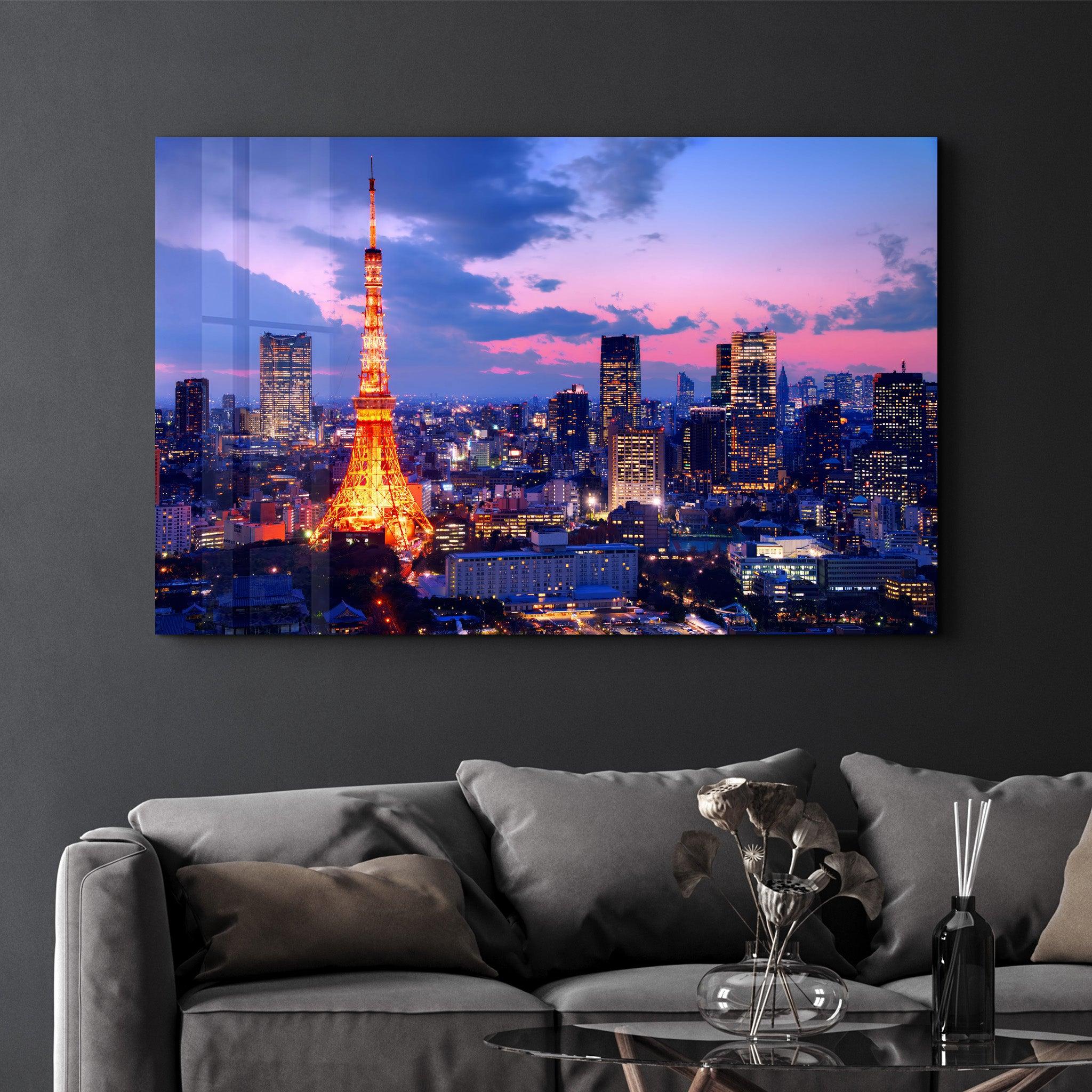 Tokyo Skyline | Glass Wall Art - Artdesigna