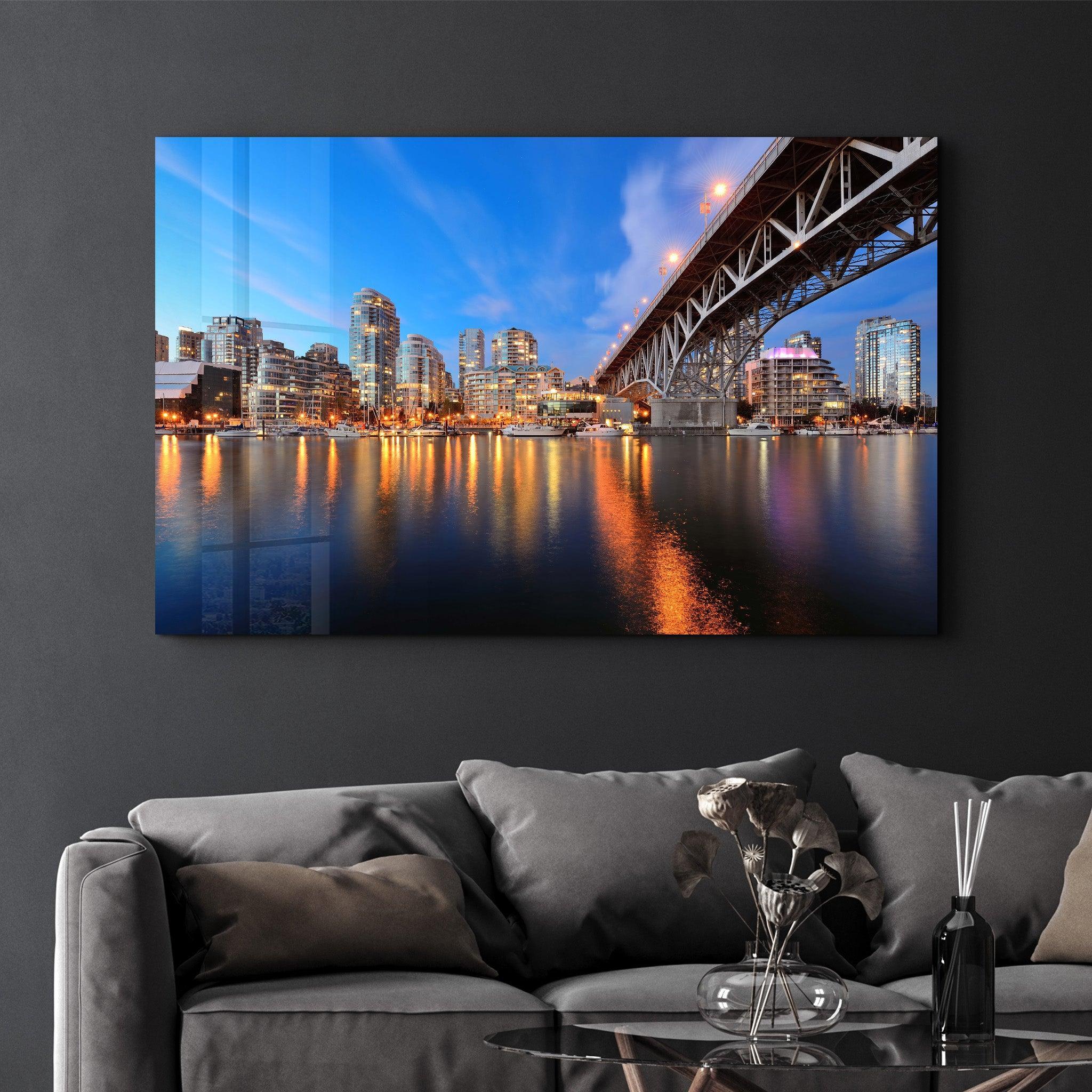 Vancouver - Canada Skyline | Glass Wall Art - Artdesigna