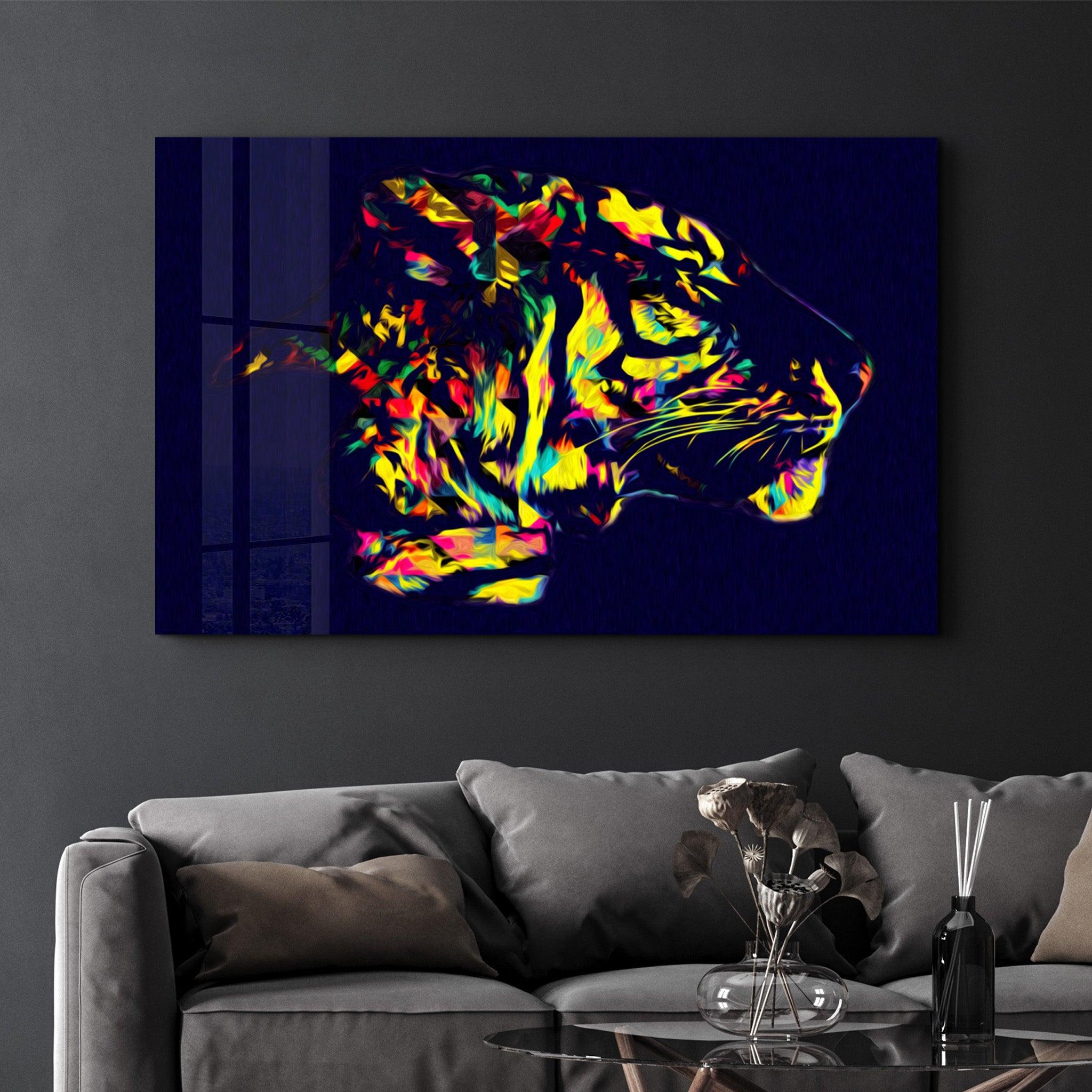 Colormix Tiger | Glass Wall Art - Artdesigna