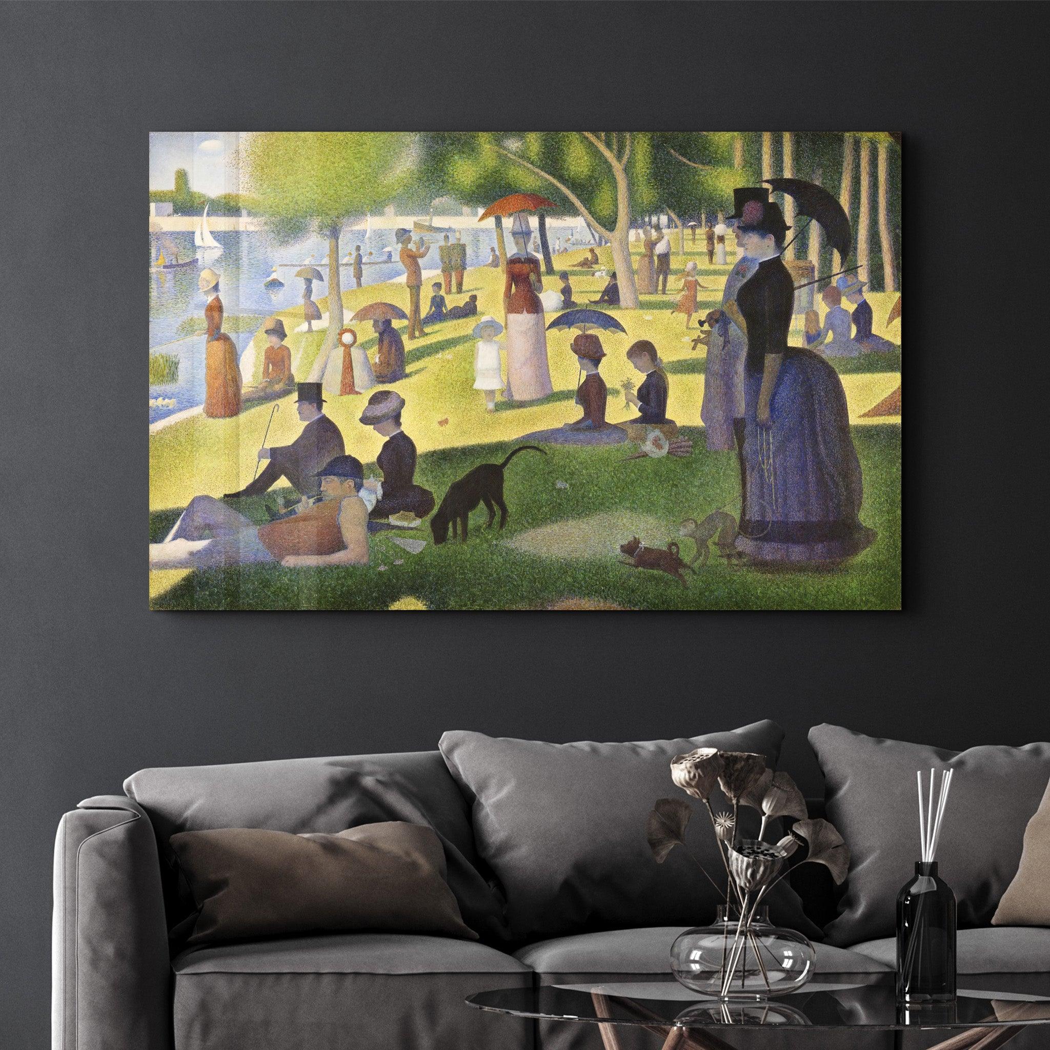 A Sunday on La Grande Jatte (1884) by Georges Seurat | Glass Wall Art - Artdesigna