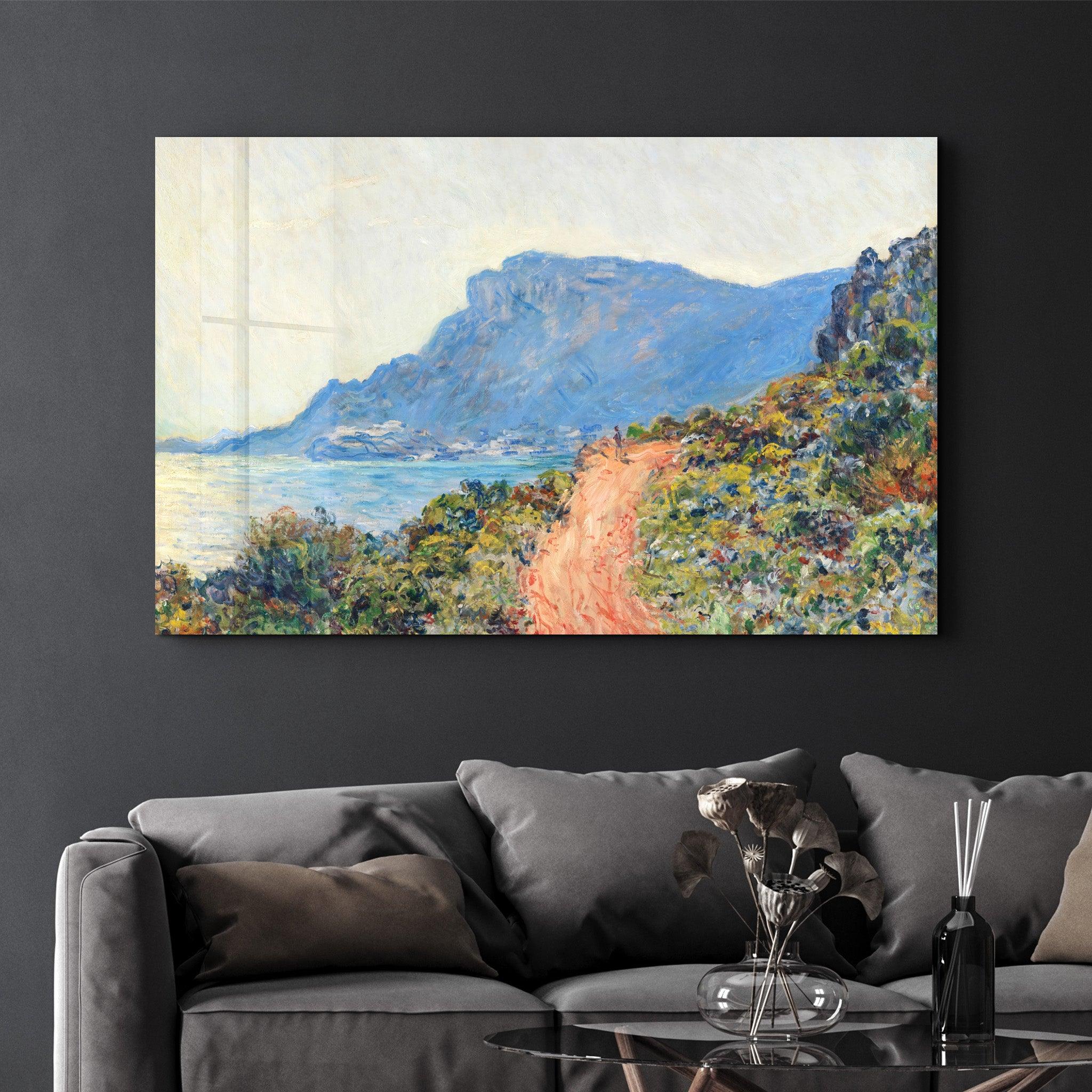 Claude Monet The Corniche Landscape Painting (1884) | Glass Wall Art - Artdesigna