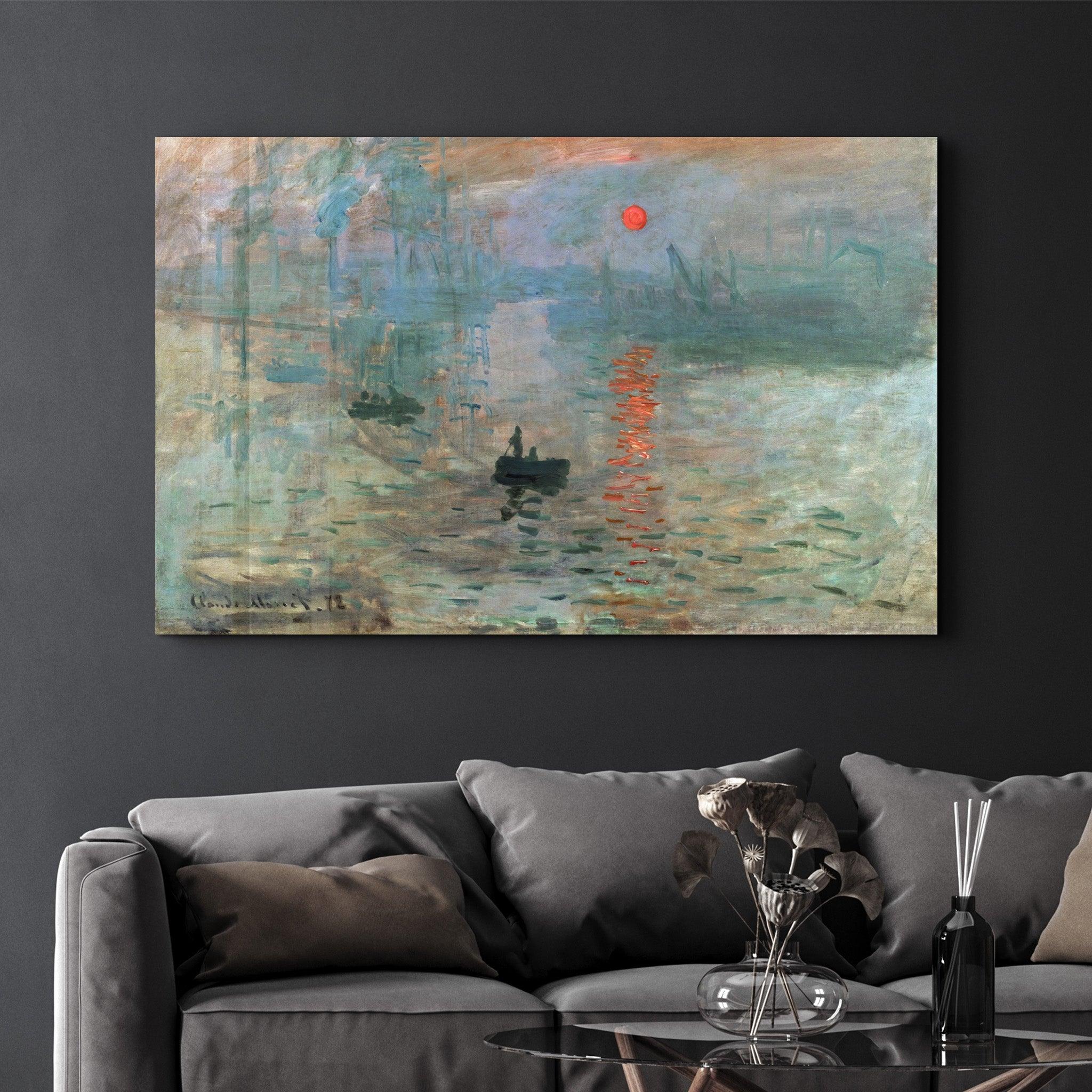 Claude Monet's Impression, Sunrise (1872) | Glass Wall Art - Artdesigna