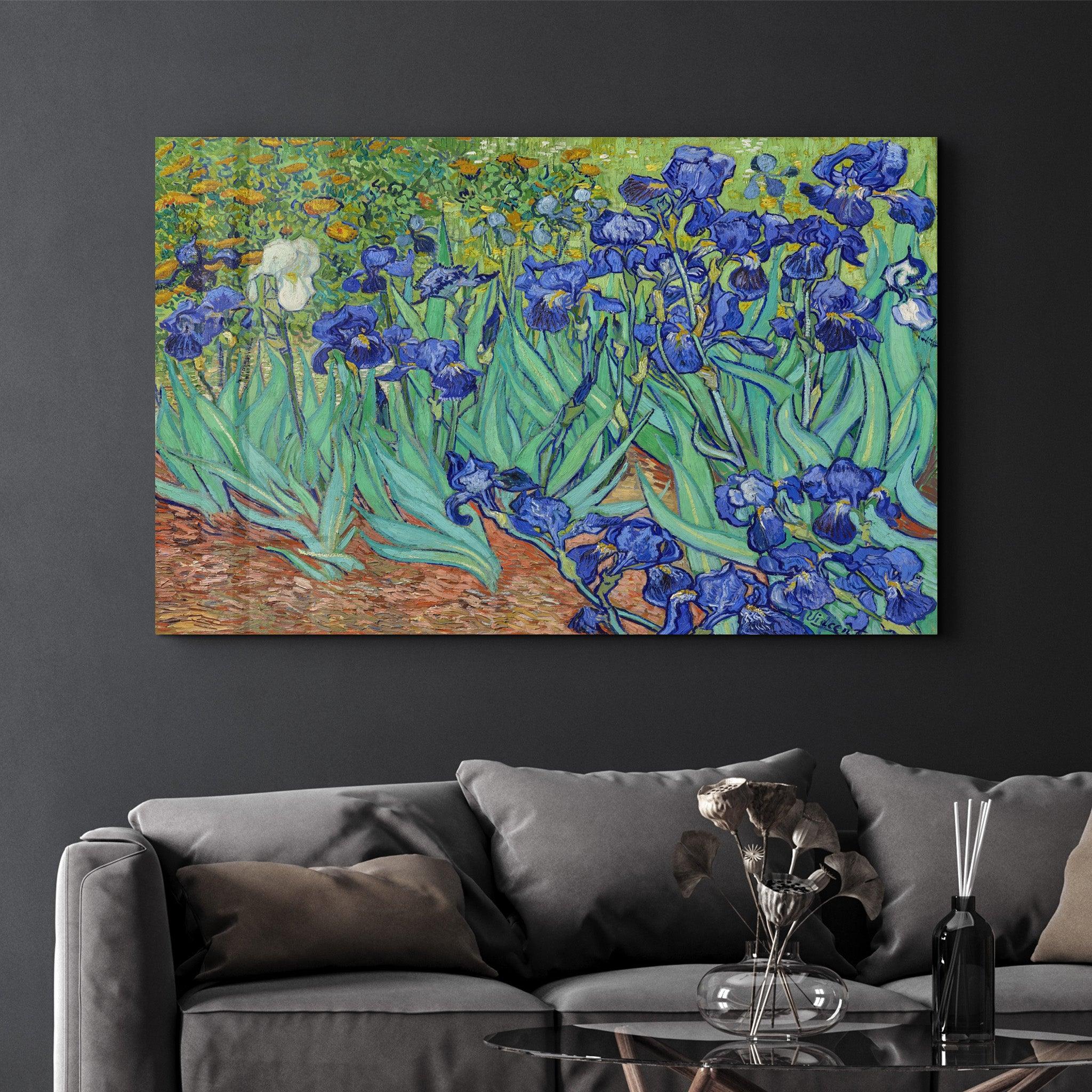 Irises (1889) by Vincent Van Gogh | Glass Wall Art - Artdesigna