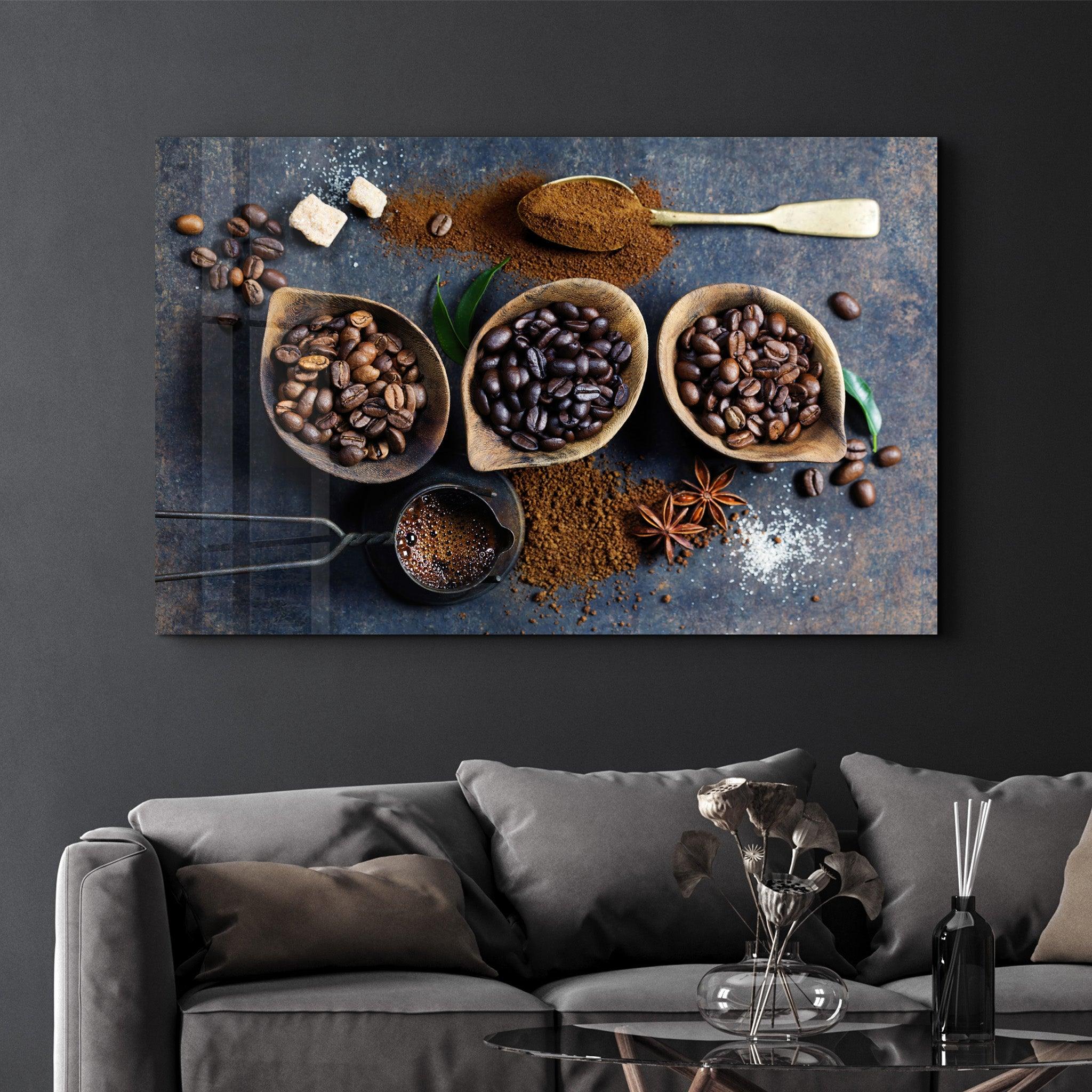 Coffee Beans | Glass Wall Art - Artdesigna