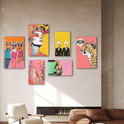 Retro Pop & Surrealist Safari Gallery Glass Wall Art Set - Artdesigna