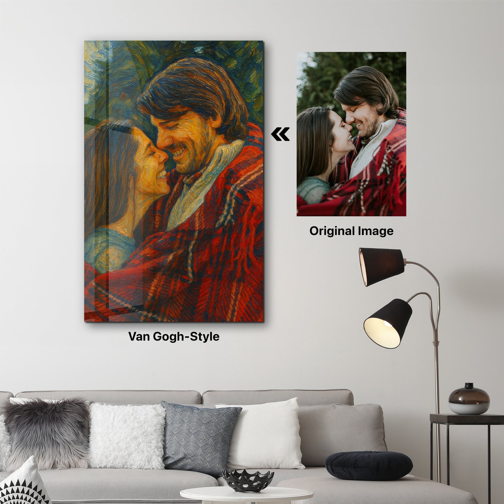 Custom cartoon and painting style glass wall art by Artdesigna featuring a Ghibli-inspired landscape design.