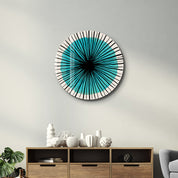 Blue Burst – Round Glass Wall Art