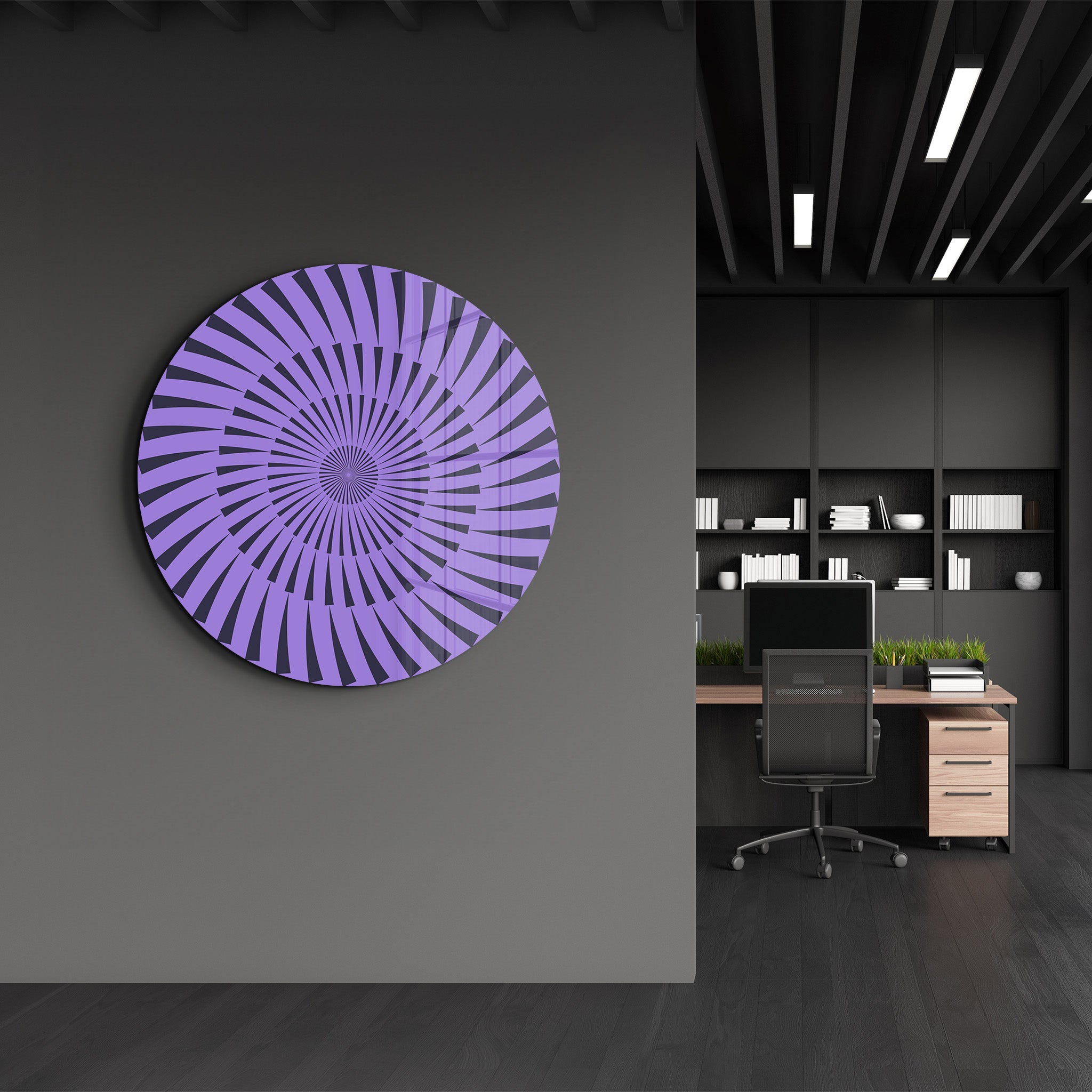 Emerald Burst – Round Glass Wall Art