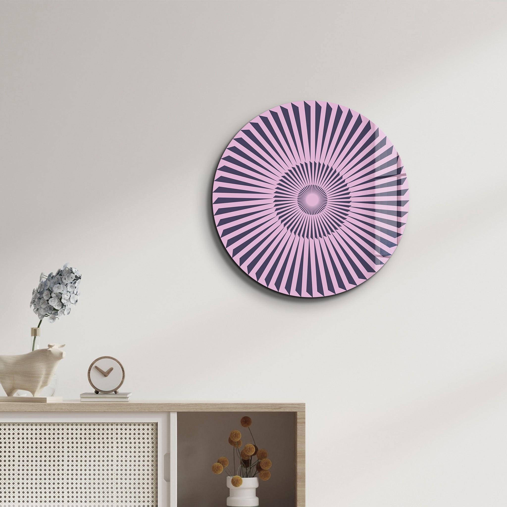 Lavender Burst – Round Glass Wall Art