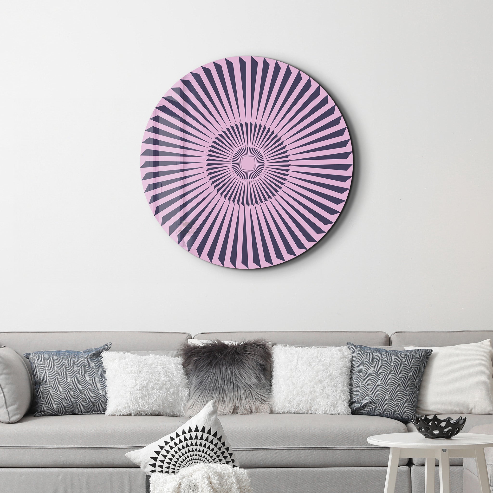 Lavender Burst – Round Glass Wall Art