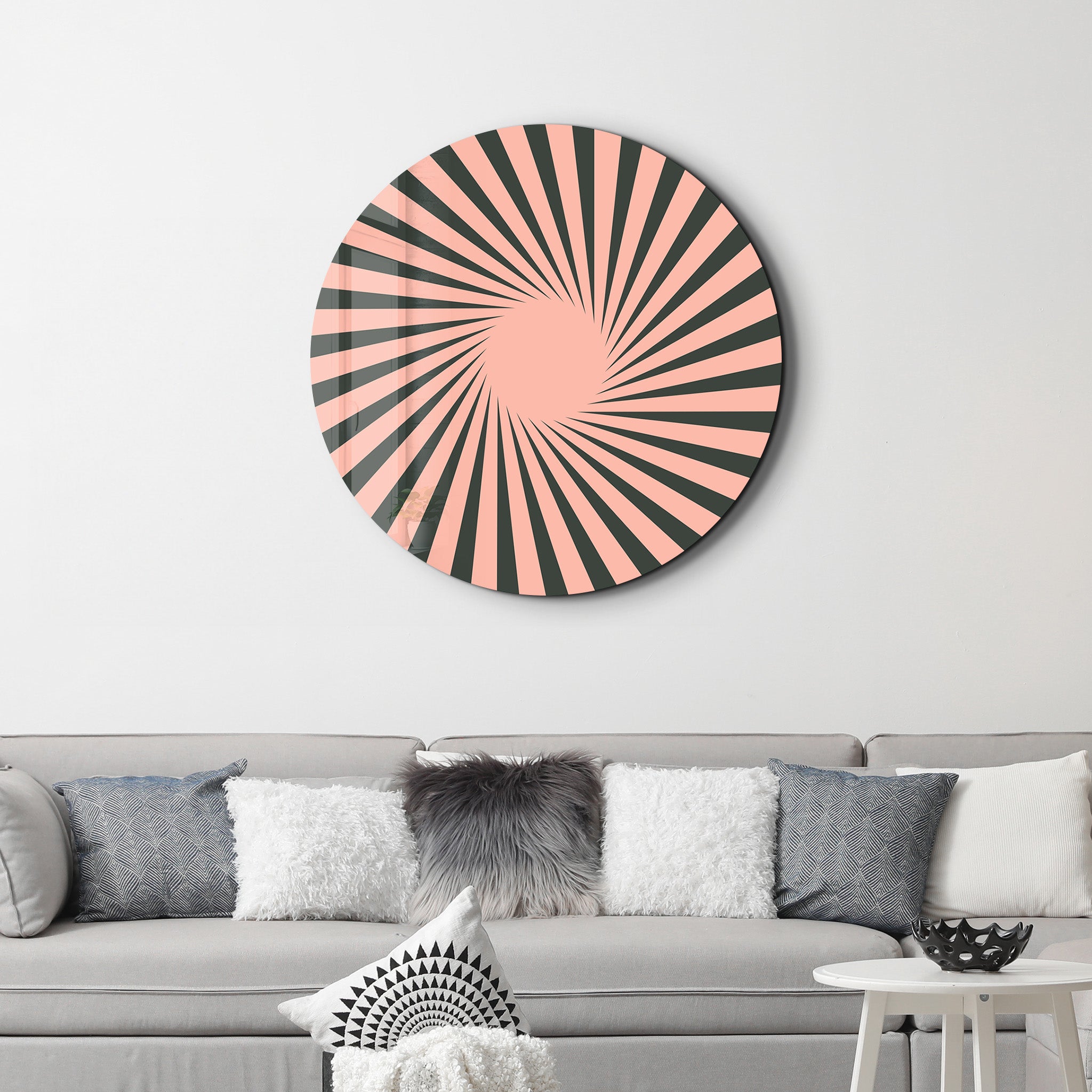 Pink Pulse – Round Glass Wall Art