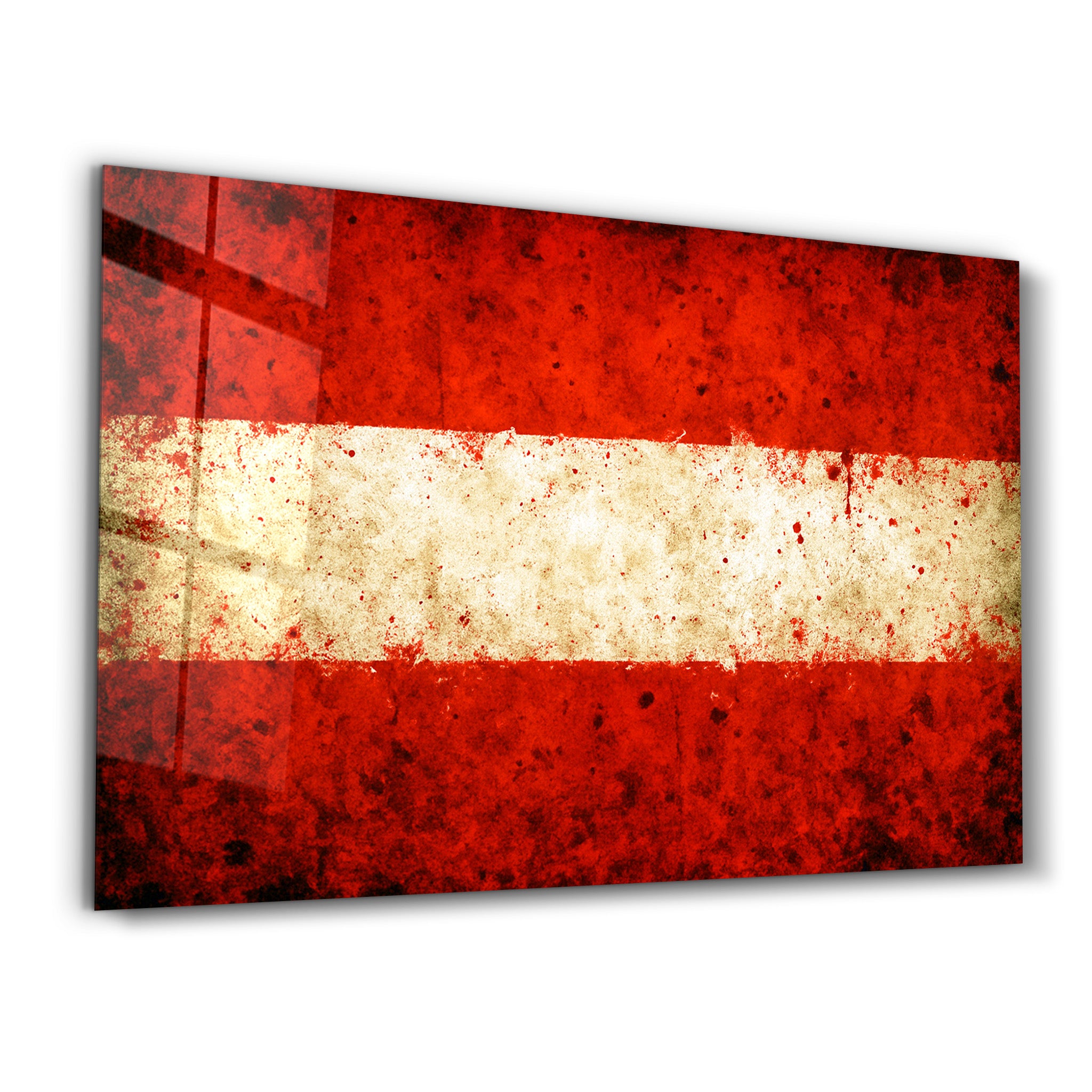 Austria Flag Splash - Glass Wall Art