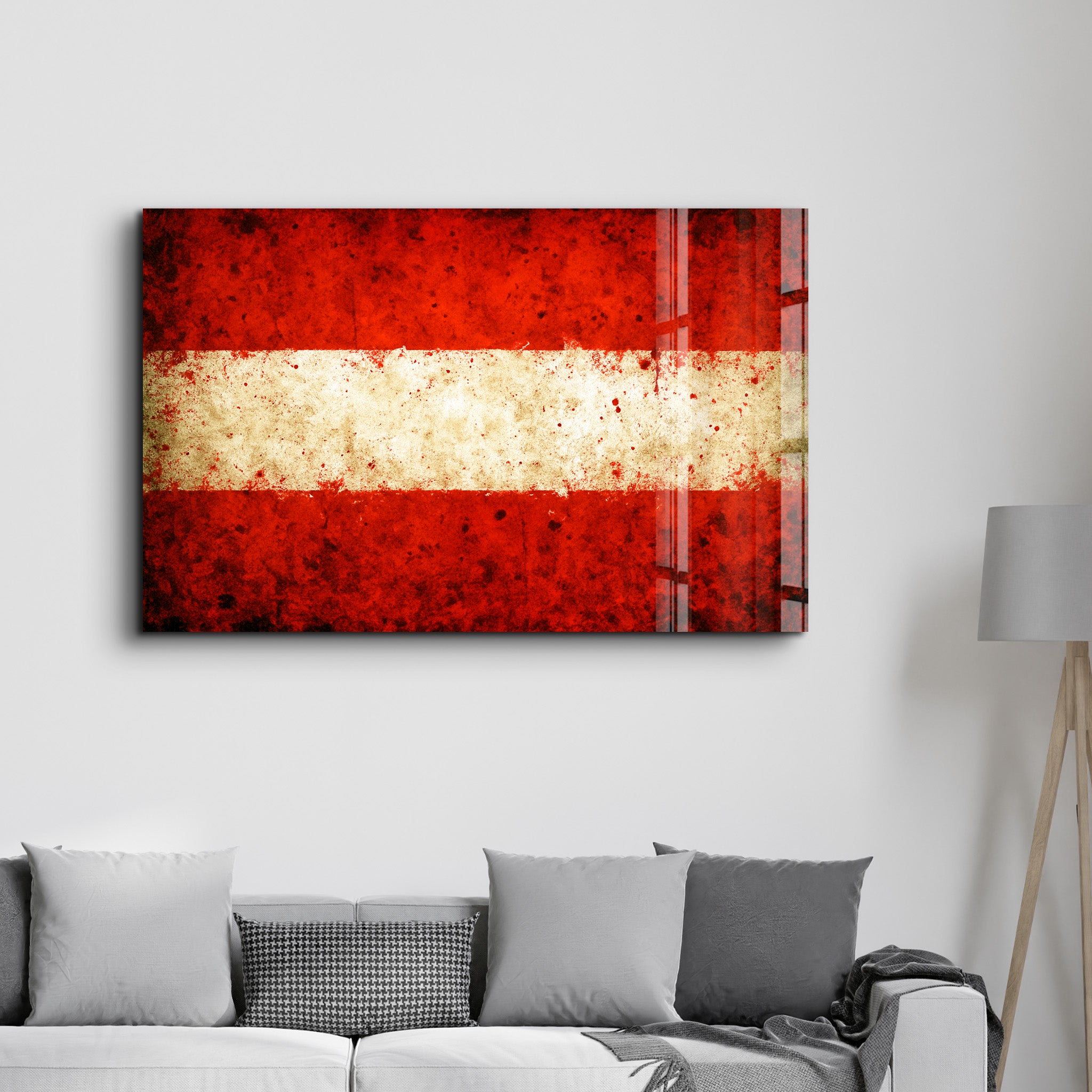 Austria Flag Splash - Glass Wall Art