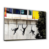 Banksy Monkeys on the Train Bridge | Glass Wall Art