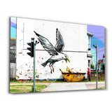 Banksy Seagull on Garbage Container | Glass Wall Art