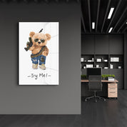 Battle Ready Bear - Glass Wall Art