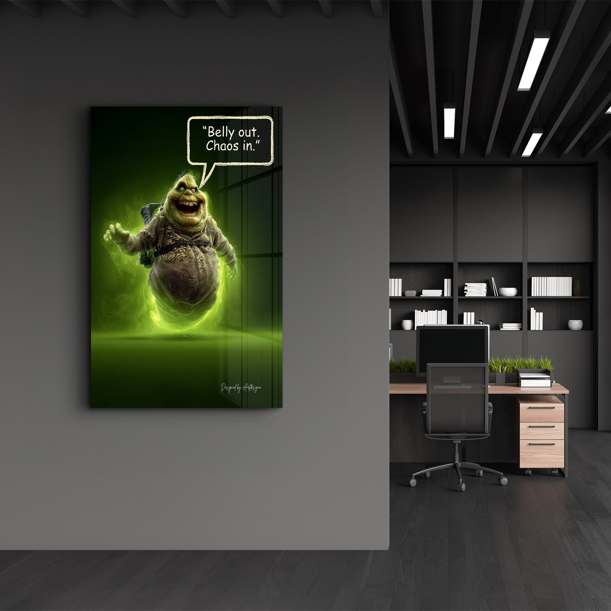 Belly Out. Chaos In. - Glass Wall Art