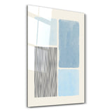 Blue Blocks with Linear Contrast - Glass Wall Art