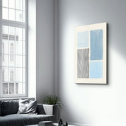 Blue Blocks with Linear Contrast - Glass Wall Art