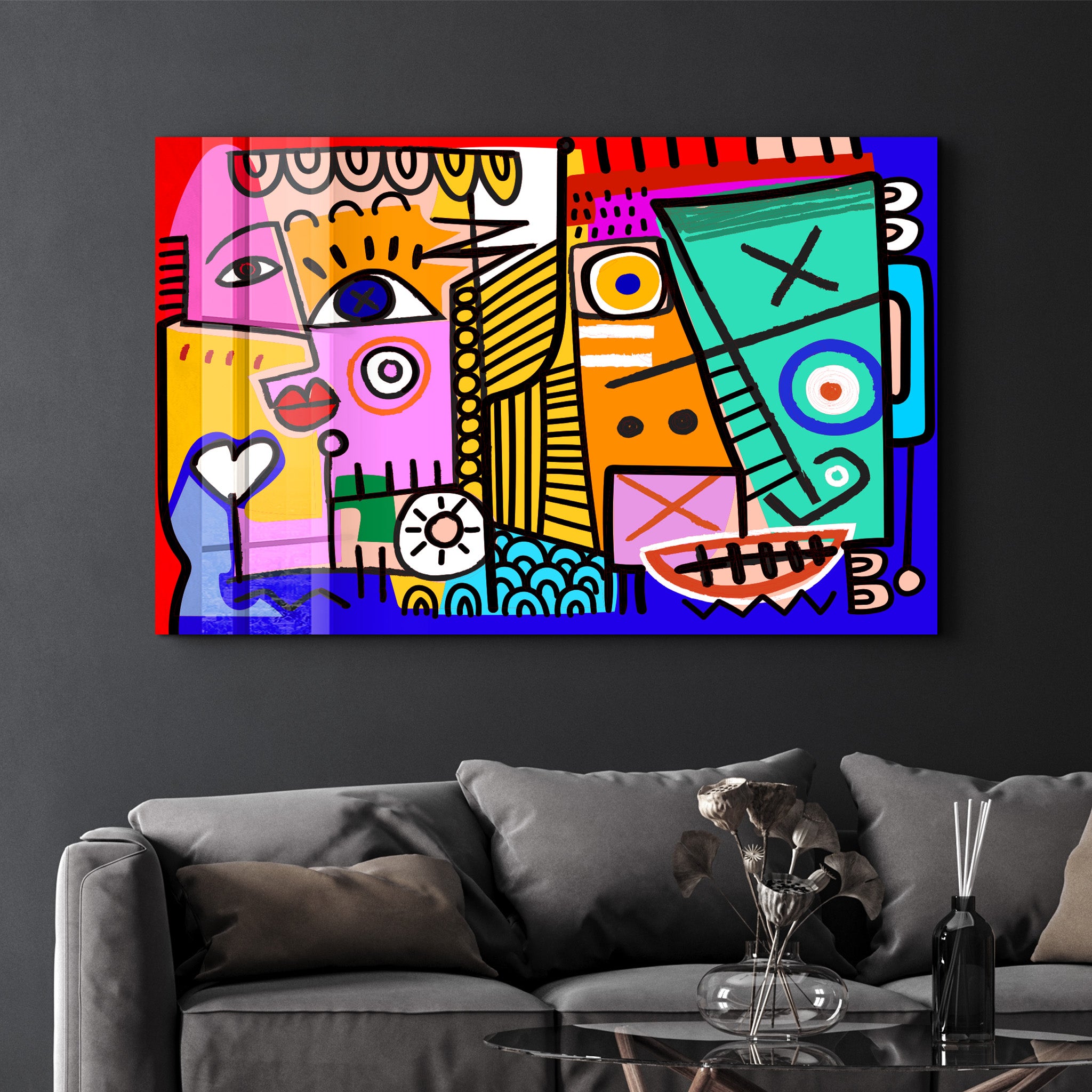 Bold Expressions in Graffiti Pop - Glass Wall Art