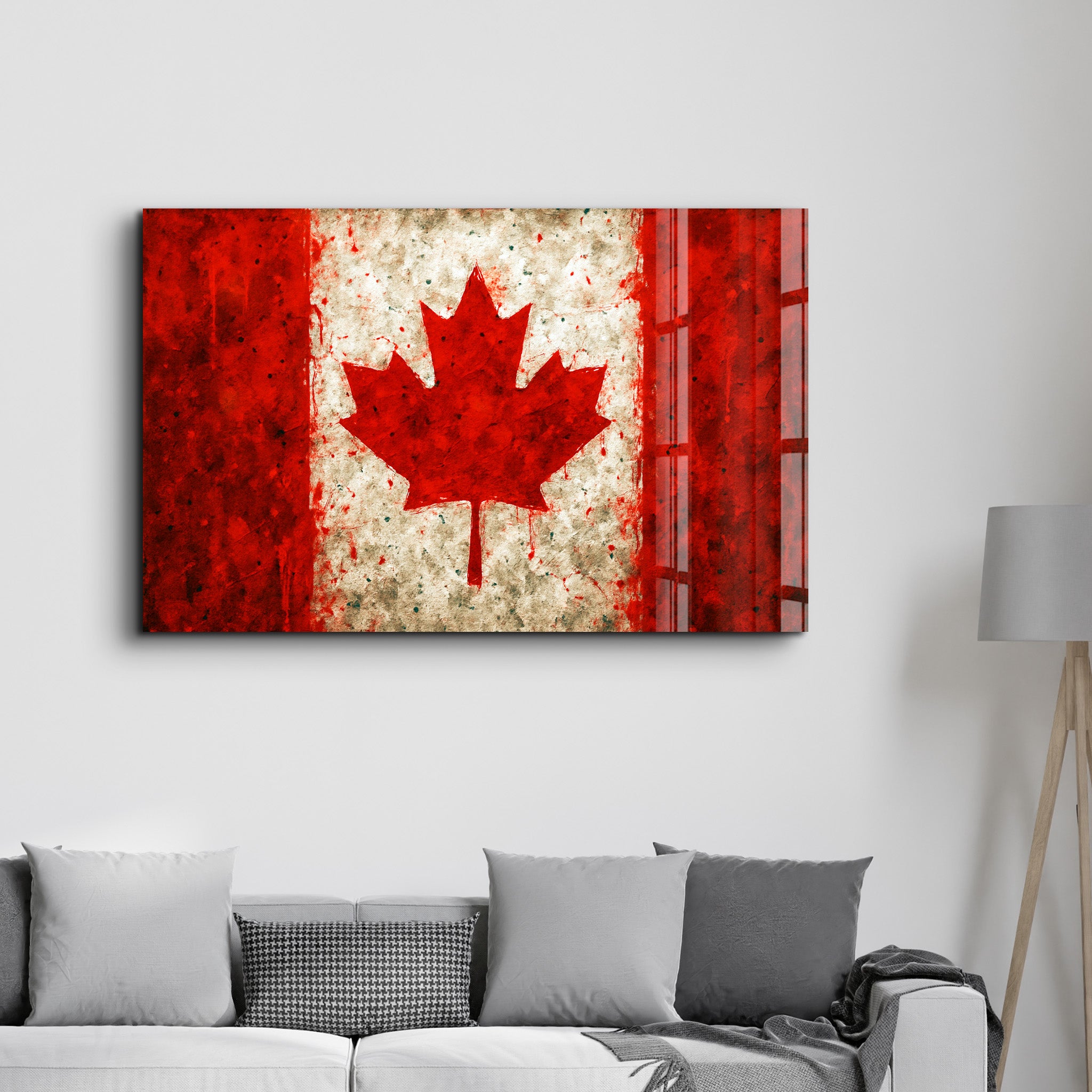 Canadian Flag Splash - Glass Wall Art