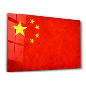 China Flag Splash - Glass Wall Art