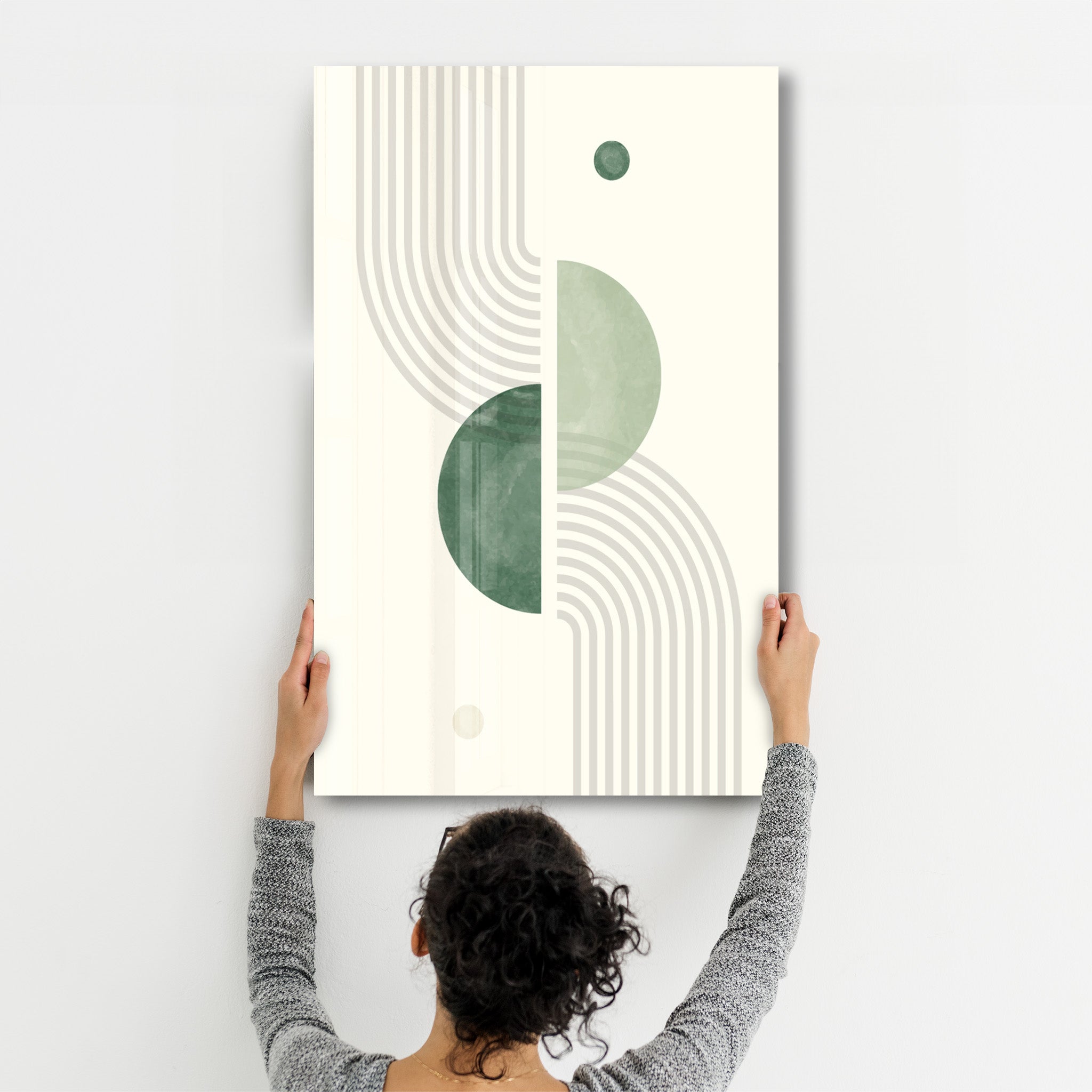 Curved Motion with Layered Circles - Glass Wall Art