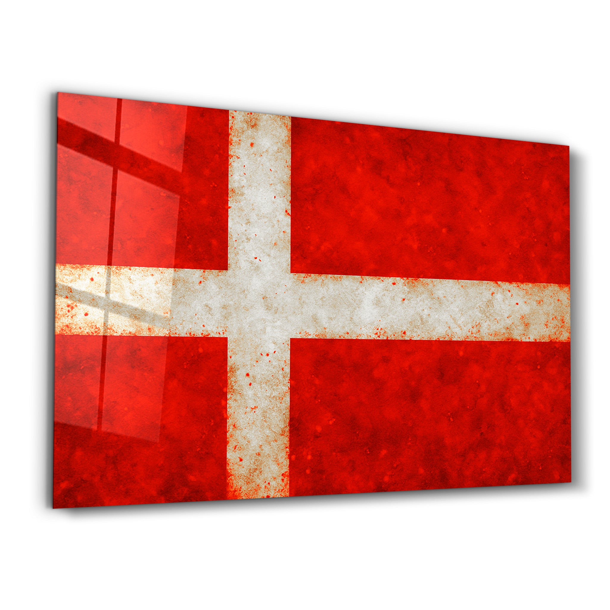 Denmark Flag Splash - Glass Wall Art