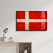 Denmark Flag Splash - Glass Wall Art