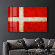 Denmark Flag Splash - Glass Wall Art