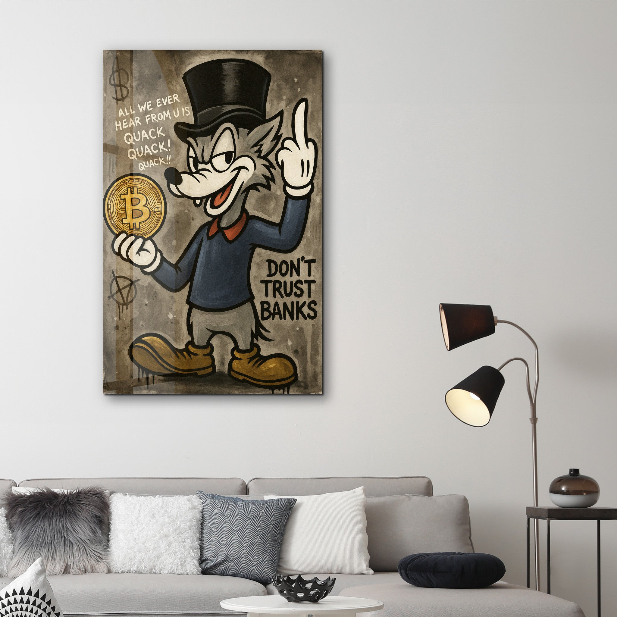 Don’t Trust Banks - Crypto Rebel Glass Wall Art
