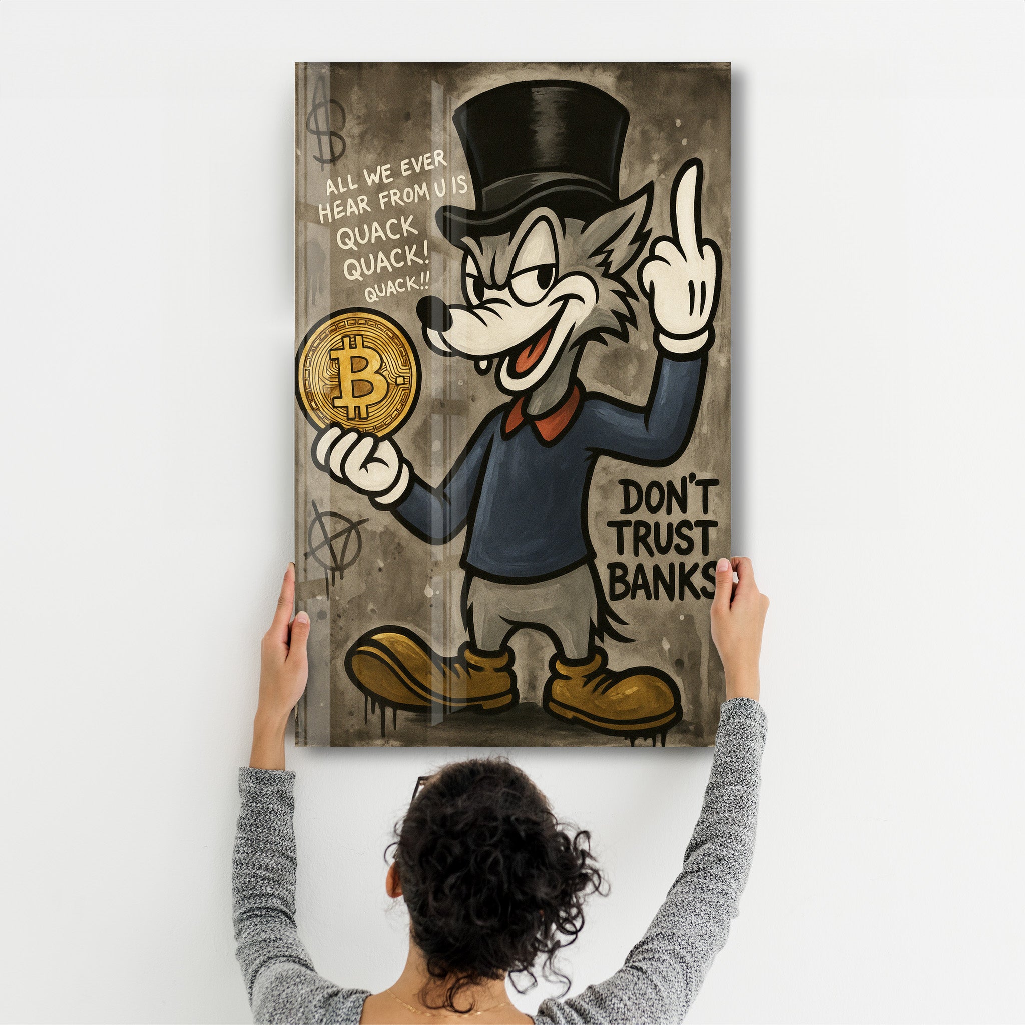 Don’t Trust Banks - Crypto Rebel Glass Wall Art
