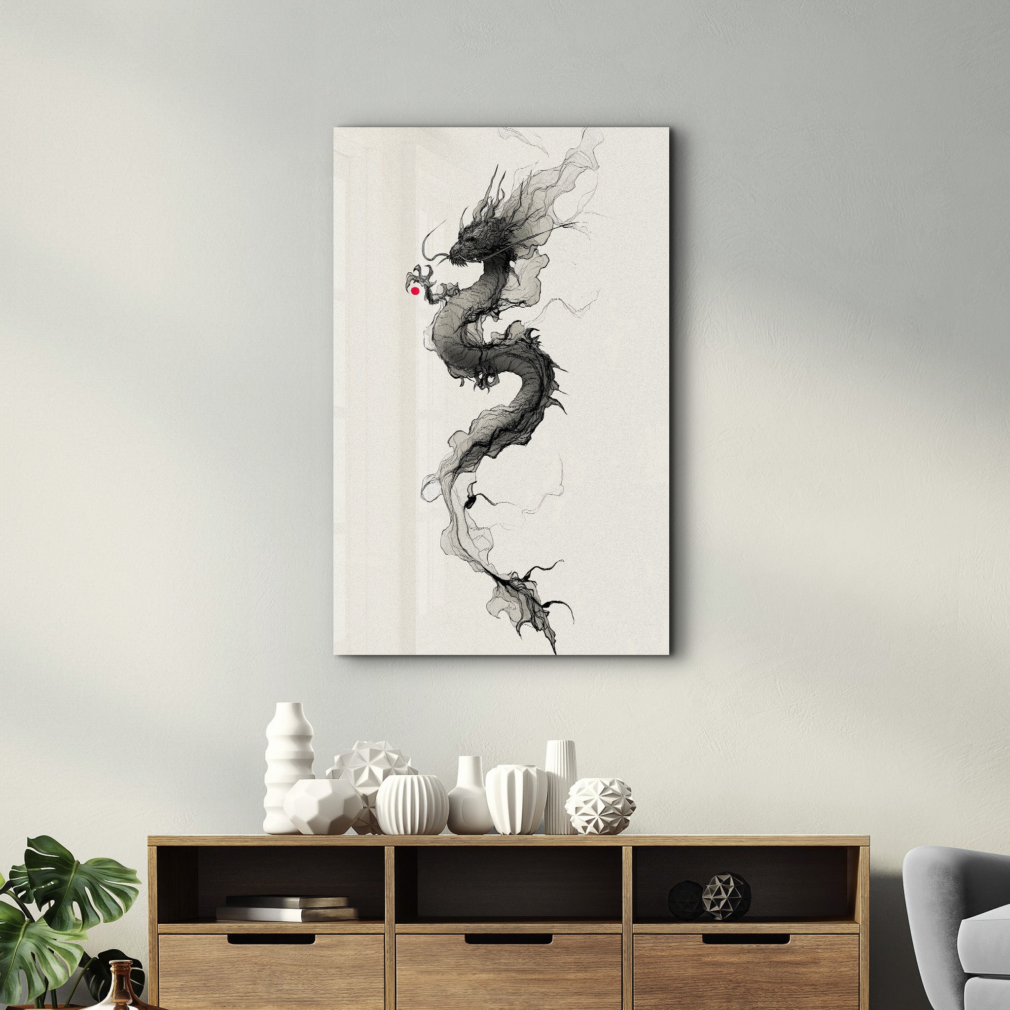 Dragon's Celestial Coil - Glass Wall Art