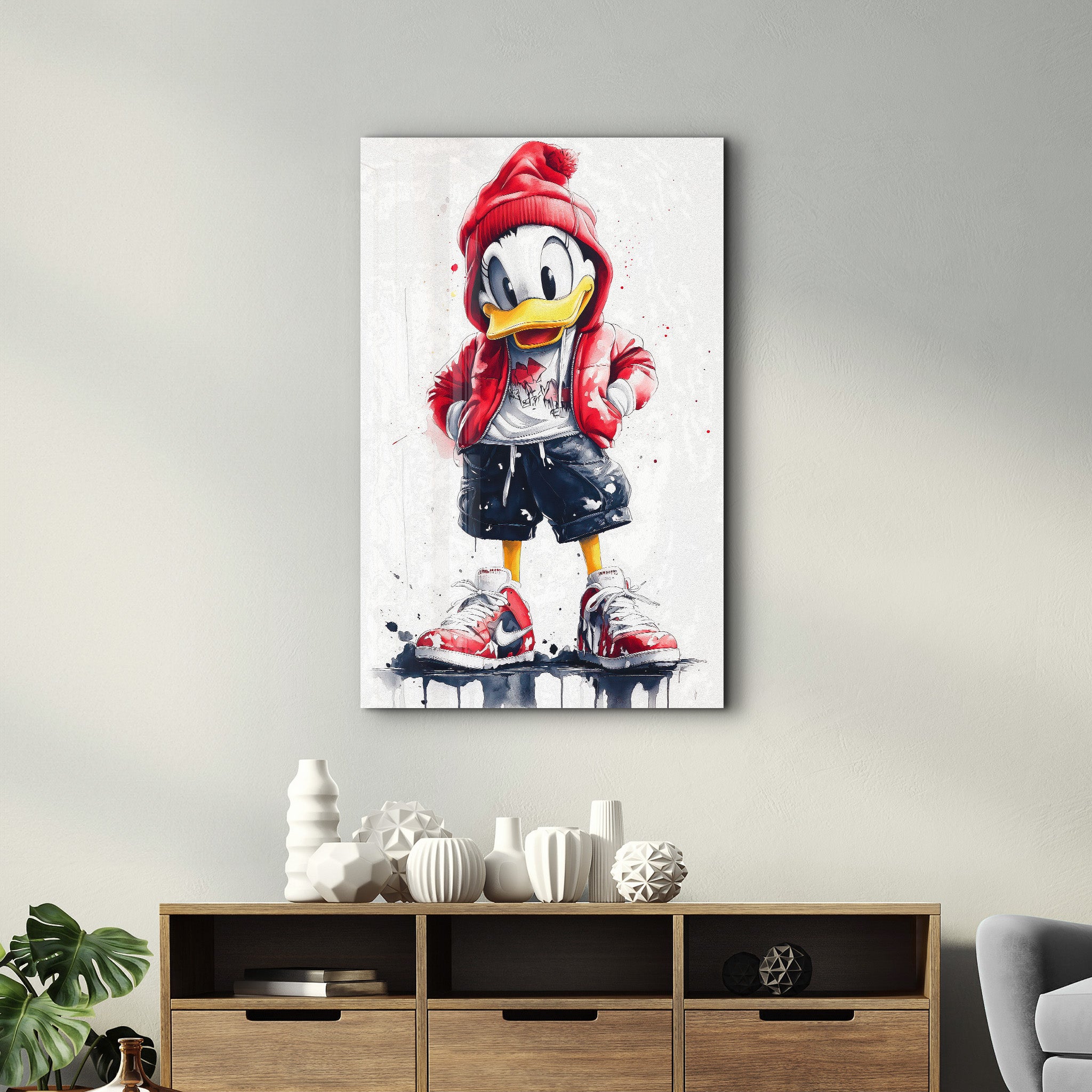 Duck Hustle Mode - Glass Wall Art