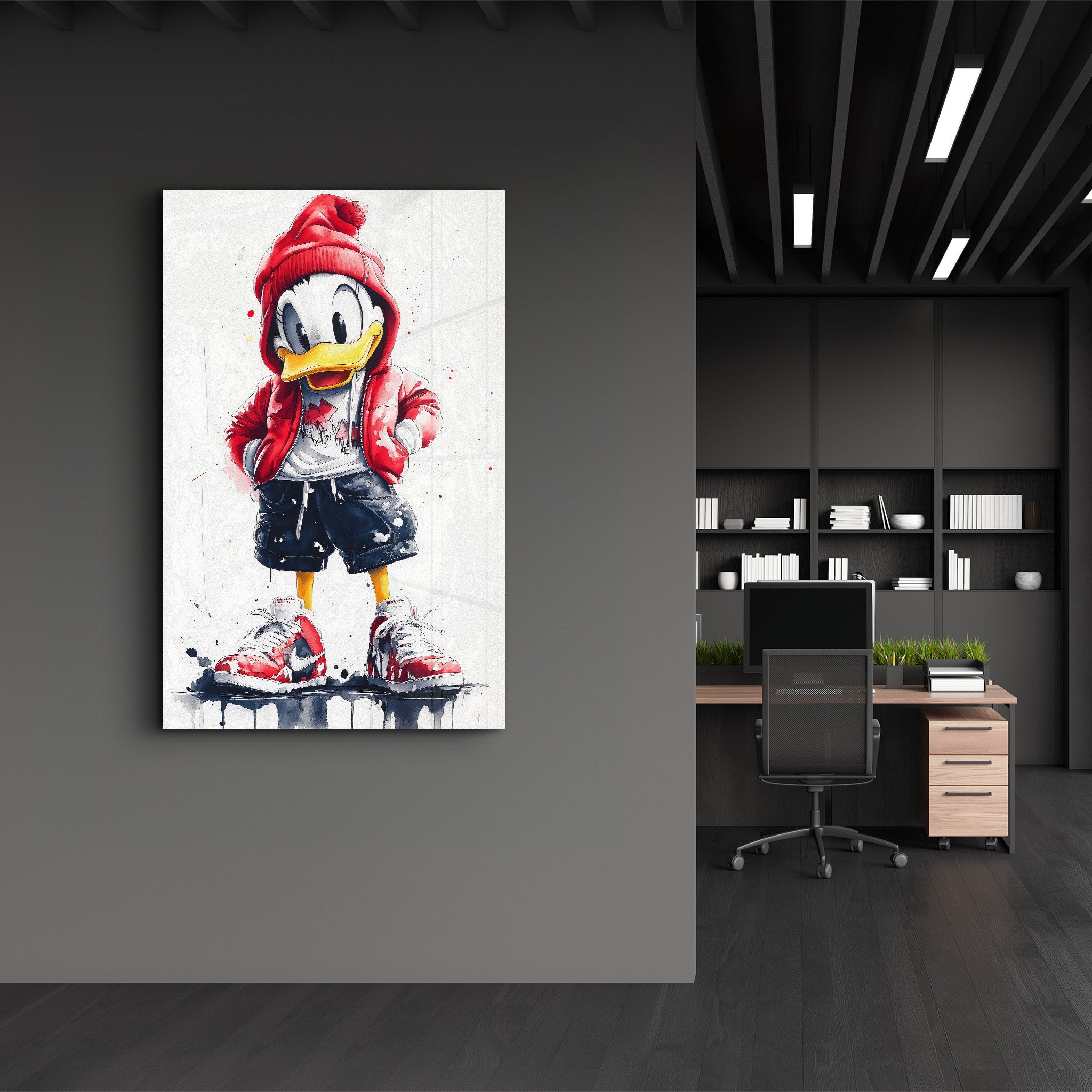Duck Hustle Mode - Glass Wall Art