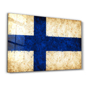 Finland Flag Splash - Glass Wall Art
