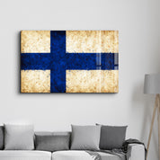 Finland Flag Splash - Glass Wall Art