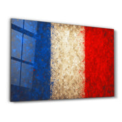 French Flag Splash - Glass Wall Art