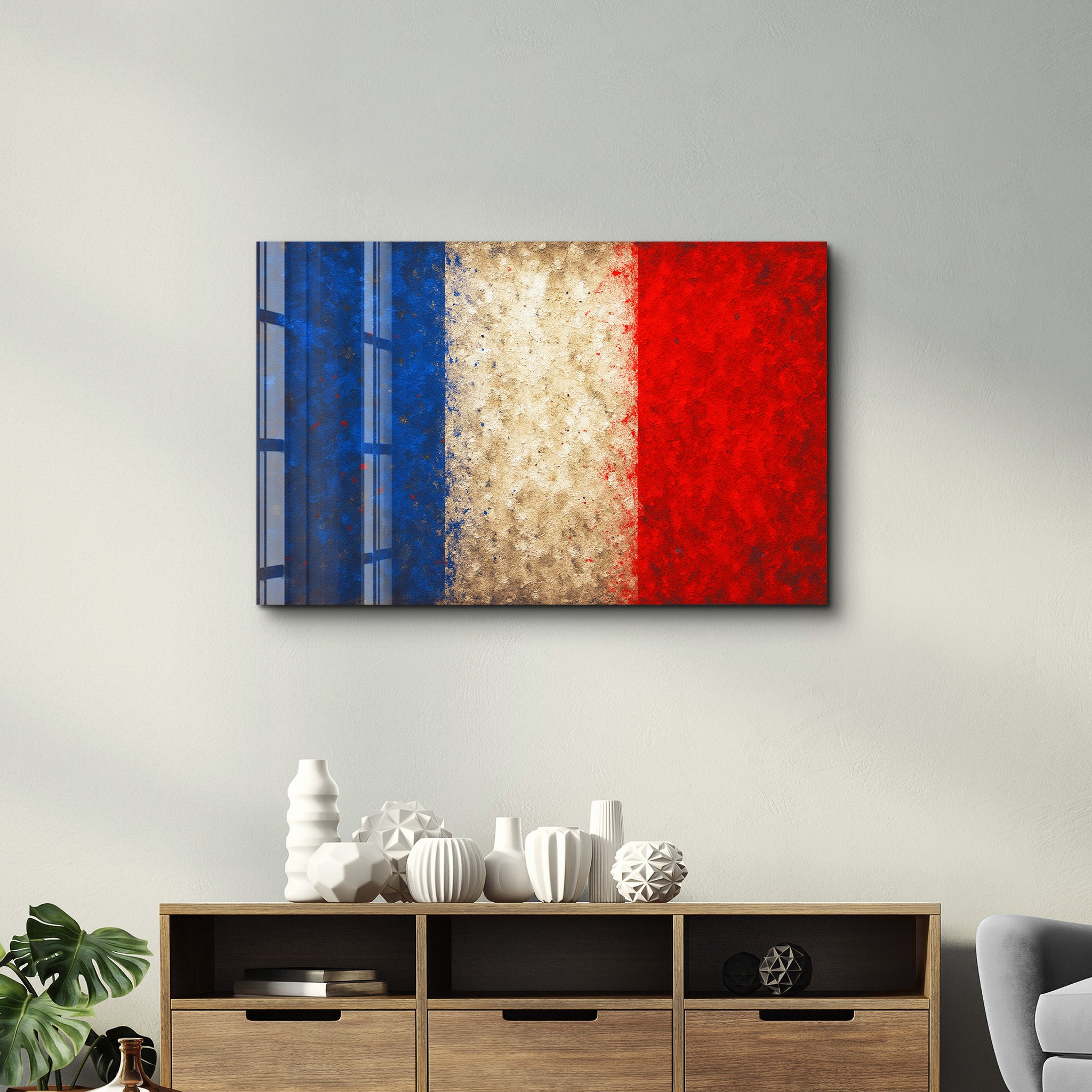 French Flag Splash - Glass Wall Art