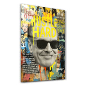 Hustle Hard - Urban Icon Collage Glass Wall Art