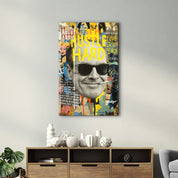 Hustle Hard - Urban Icon Collage Glass Wall Art