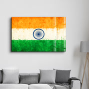 India Flag Splash - Glass Wall Art