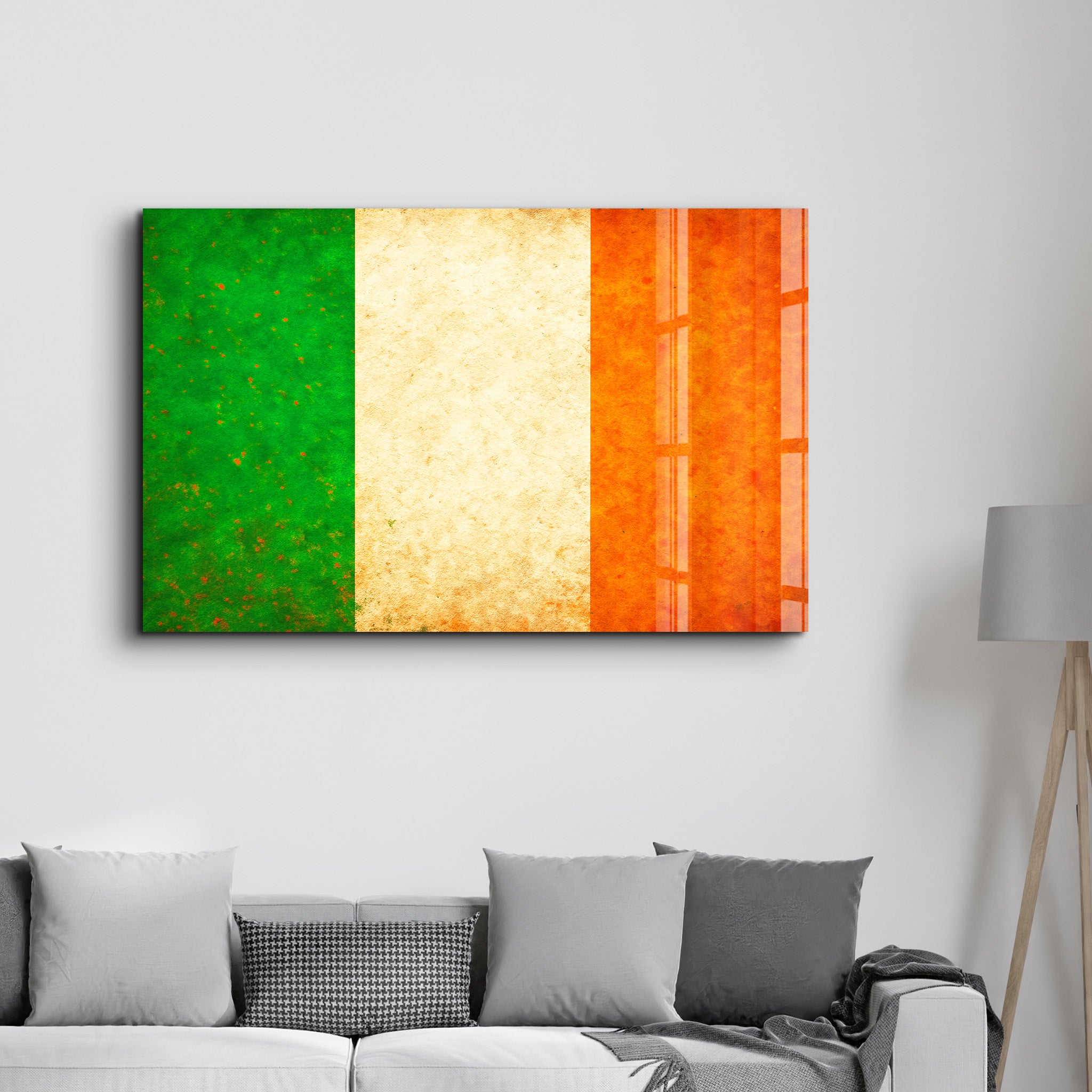 Ireland Flag Splash - Glass Wall Art