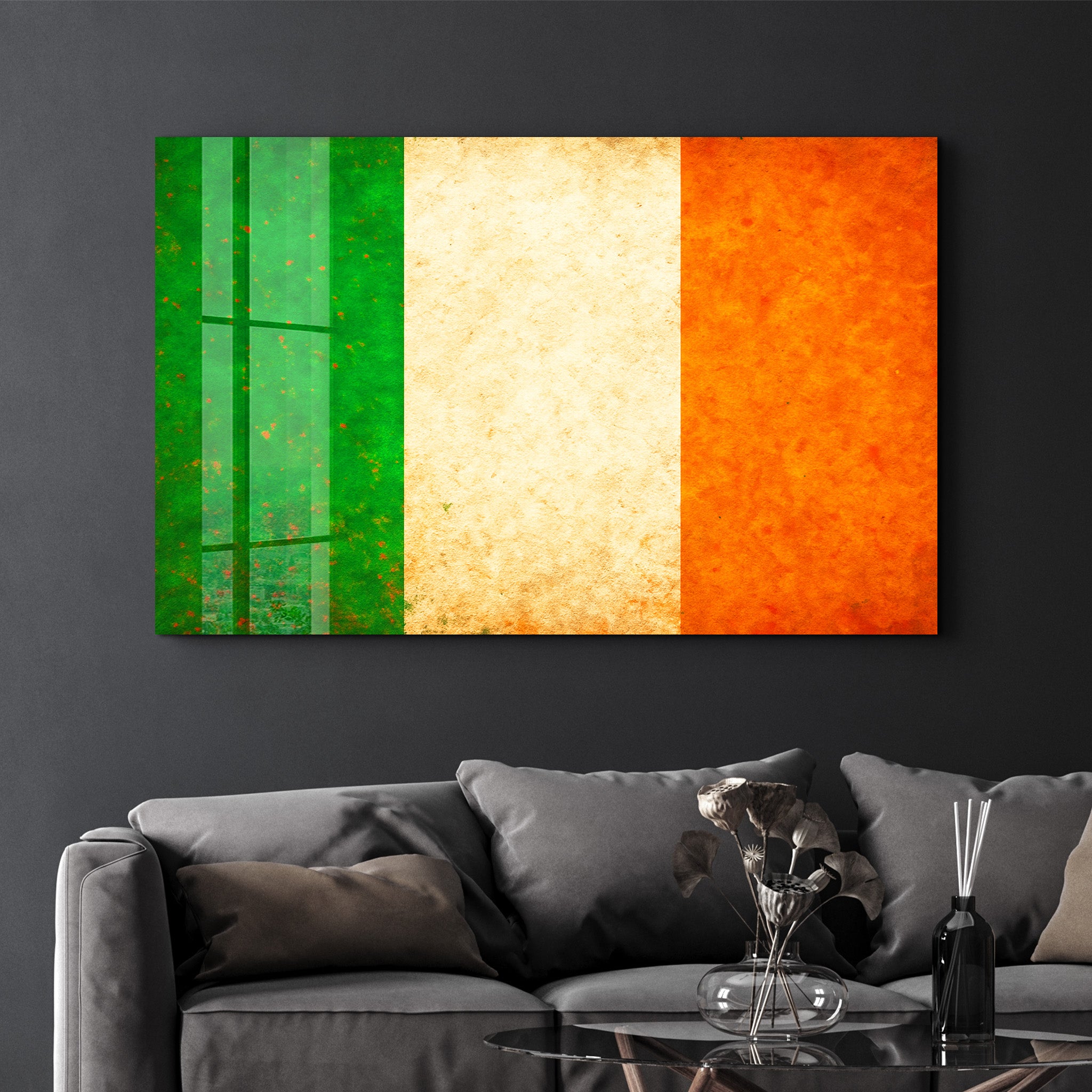Ireland Flag Splash - Glass Wall Art