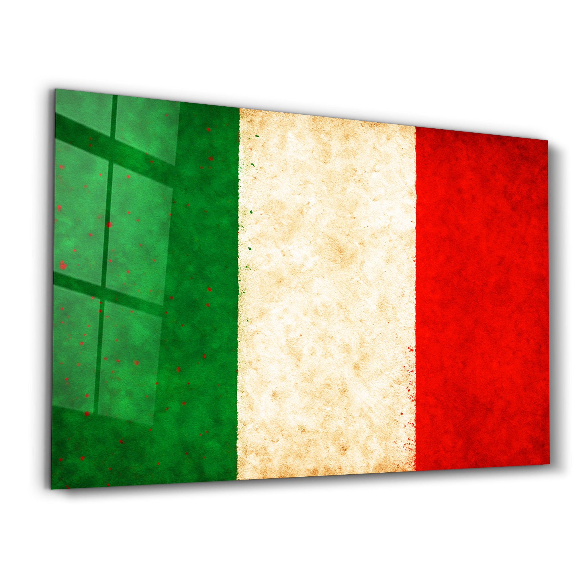 Italy Flag Splash - Glass Wall Art