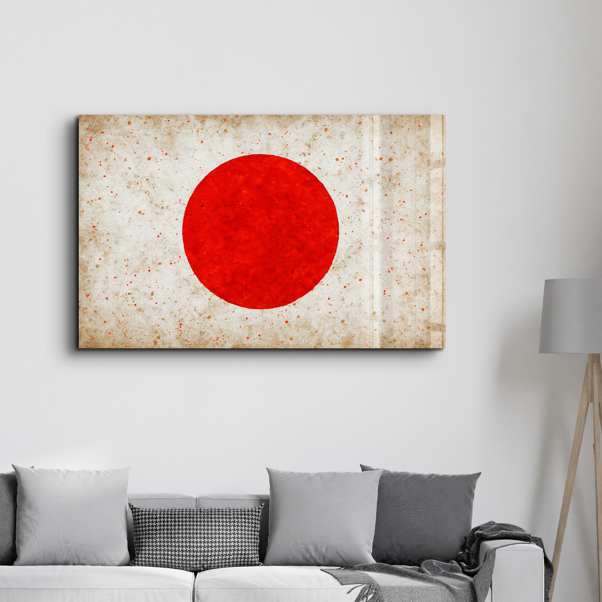Japan Flag Splash - Glass Wall Art