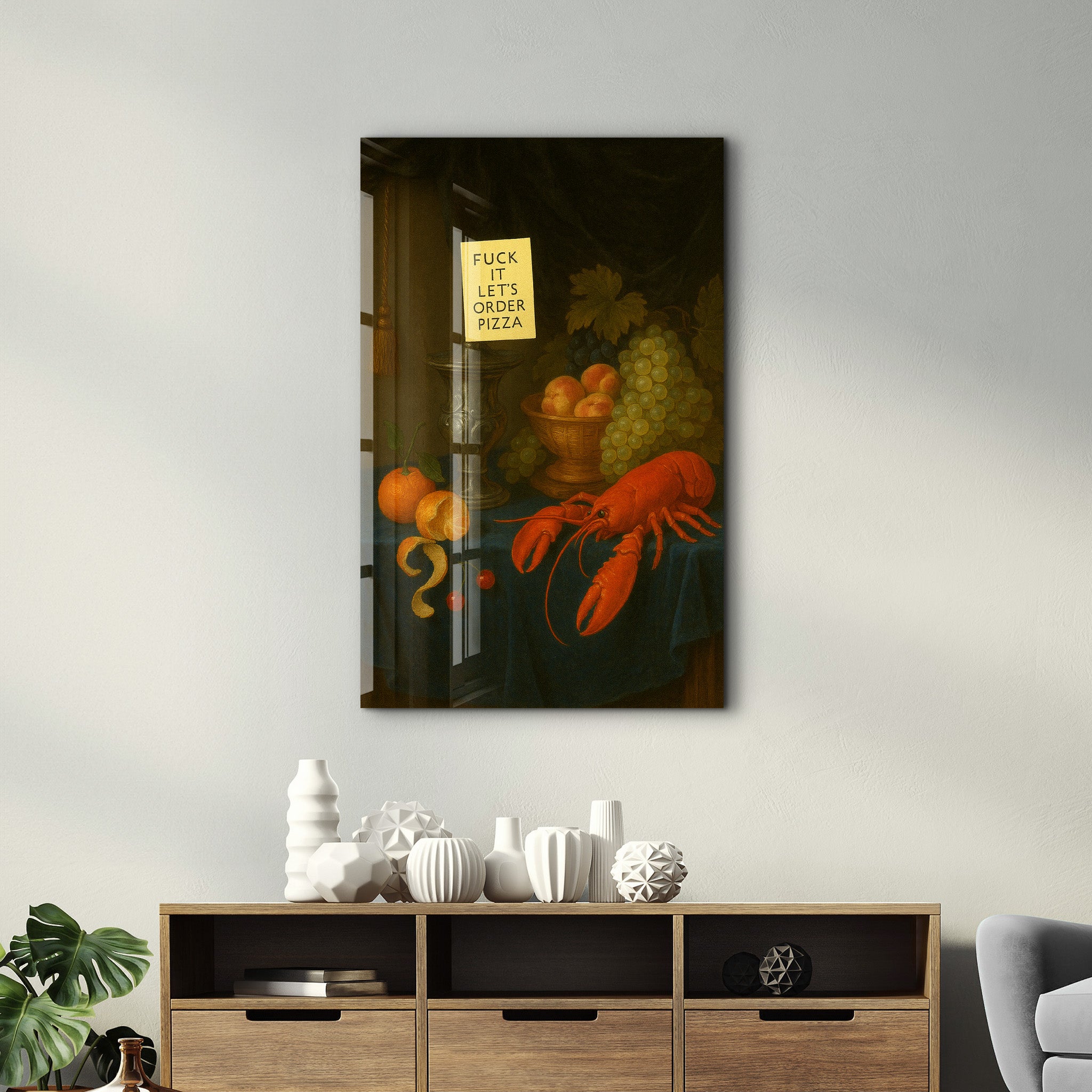 Let’s Order Pizza - Relatable Renaissance Glass Wall Art